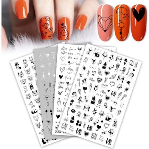 2021New 3D Nail Sticker Cool English Letter stickers for nail Foil Love Heart Design Nails Accessories Fashion Manicure Sticker