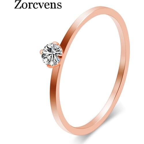 ZORCVENS 2020 New Fashion Small Cubic Zirconia Rings Stainless Steel Fashion Jewelry For Woman