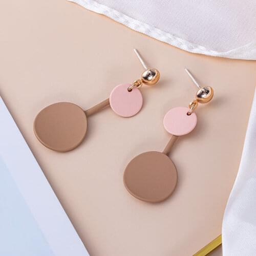 Autumn Winter New Brown Vintage Earrings Metal Drop Earrings for Women Fashion Statement Matte Dangle Earring 2020 Trend Jewelry