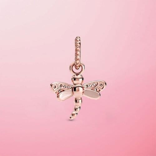 Genuine 925 Sterling Silver Sparkling Dragonfly Pendant Charm Beads Fit Original Pandora Bracelet Silver S925 Jewelry Gift