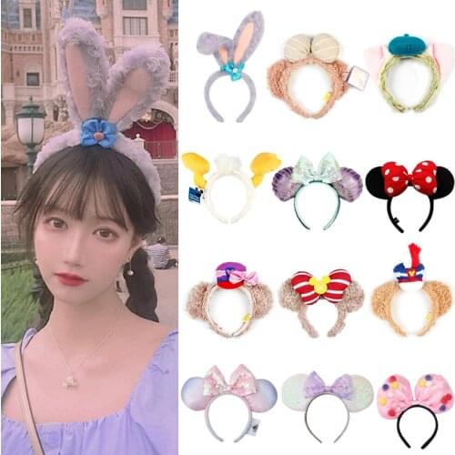 Disney Mickey Ears Headband Hair Bows EARS COSTUME Headband Stella Headdress Cosplay Plush Adult/Kids Headband Hair Accessories