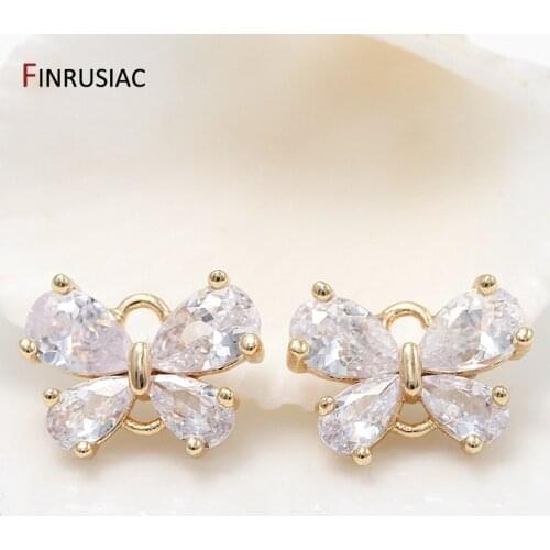 Luxury Shiny Zircon Crystal Flower Shape Pendant Connectors Charms Accessories DIY Earrings Bracelets Necklaces Jewelry Fittings