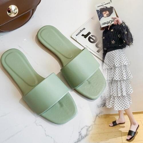Large Size Slippers Flat-bottomed Open-toed Sandals, Simple Retro Casual Square-toed Sandals And Slippers Women