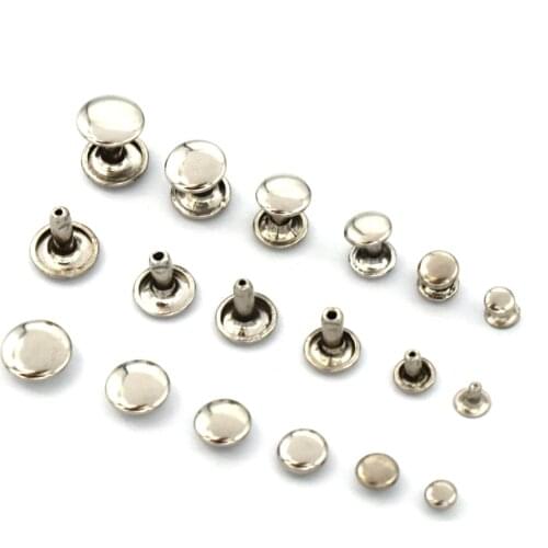 50pcs Silver Rivets Metal Double-Sided Rivets Double-Hat Leather Rivets Quick Rivets Electroplating DIY Leather Craft Sewing