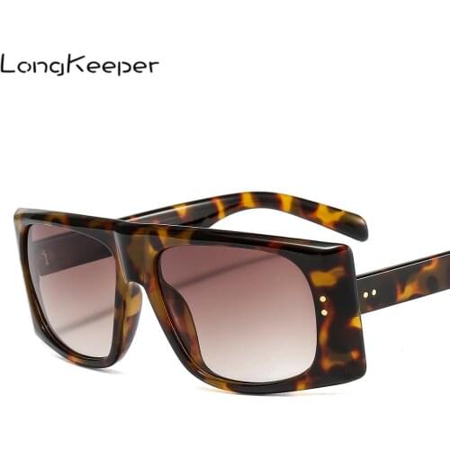 LongKeeper 2020 New Square Sunglasses Women Men Big Frame Leopard Sun Glasses Vintage Ladies Eyewear UV400 Oculos Feminino