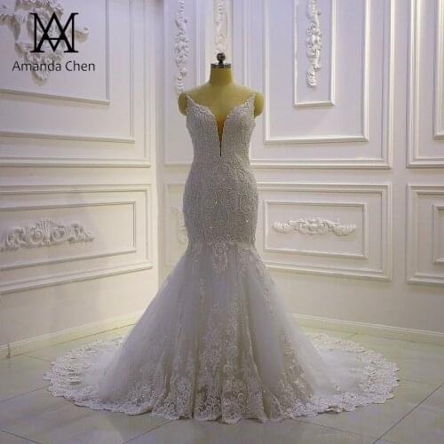 Robe de mariee courte Spaghetti Straps Lace Appliques Mermaid Wedding Dress