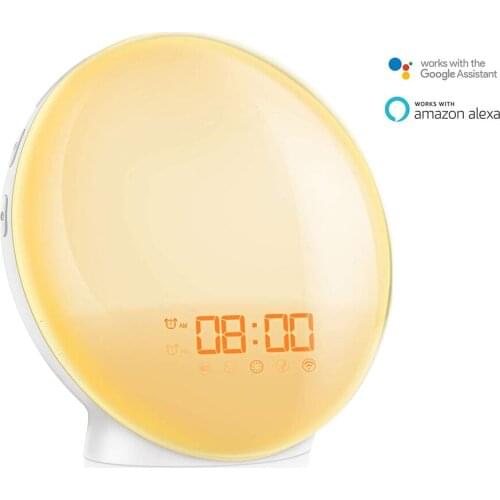 Intelligent SmartAPP Voice Control Wifi Alarm Clock adjustabl Digital Snooze Nature LED Colorful Lamp Night Light For Smart Home