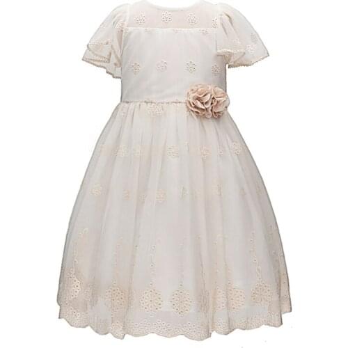 Yatheen Little Girls Party Dress Embroidered Fit-And-Flare Floral Dresses Kids Party Dress For Girls