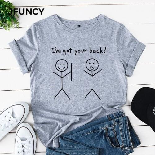 JFUNCY I've Got Your Back Funny T Shirts Women Cotton Kawaii Tshirt Girls Tee Tops Fashion Female T-shirt Clothes Drop Shipping