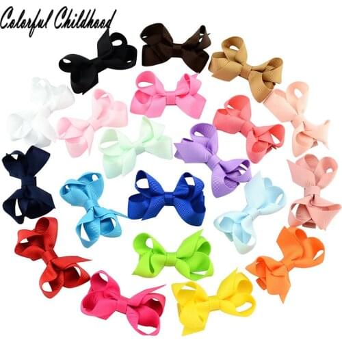 20 Pcs/lot Big Size Bow Hairclip Sweet Solid Safety Hair Clips for Kids Ribbon Hairgrips Hair Accessories