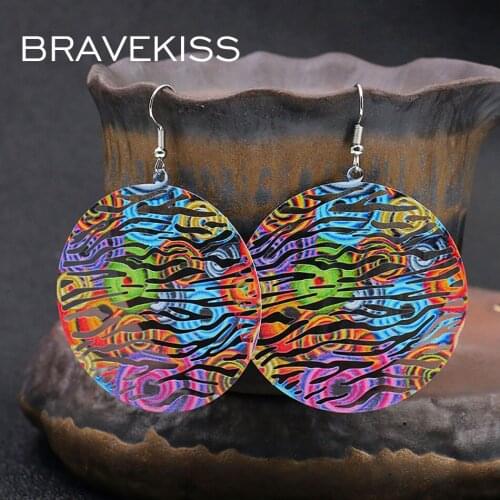 BRAVEKISS Vintage Bohomia Round Shape Drop Earrings For Women Gift Colorful Hollowed Boho Fashion Jewelry Trendy Earring BPE1522