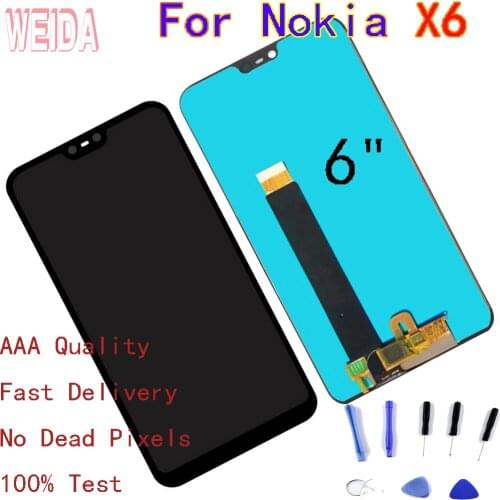 WEIDA 6" For Nokia X6 LCD Display Touch Screen Digitizer Assembly Nokia 6.1 Plus Display with Tool