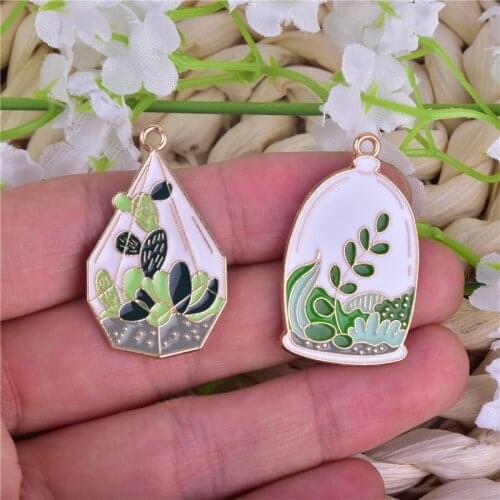 10pcs/pack Plant Enamel Metal Charms for Earring necklace keychain DIY