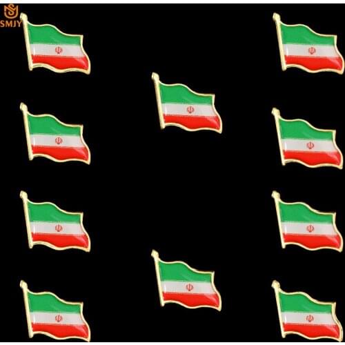 10PCS Middle East Asia Iran Islamic Republic Flag Pin Mens Jacket/Tie Lapel Pin Pin Badge Brooch Patriot DIY Jewelry Gifts