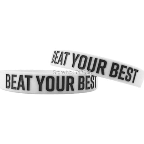 100pcs Inspirational Quote BEAT YOUR BEST wristband silicone bracelets free shipping by ePacket A