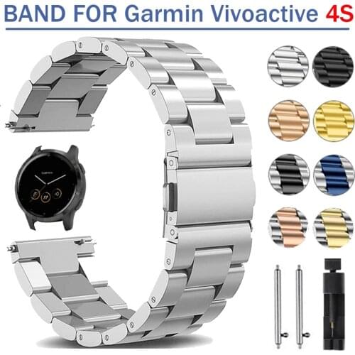 18/20/22mm Luxury Stainless Steel Strap for Garmin Watch Vivoactive 3 4 4S Metal Band Bracelet Watchband Belt Wrist Accessories