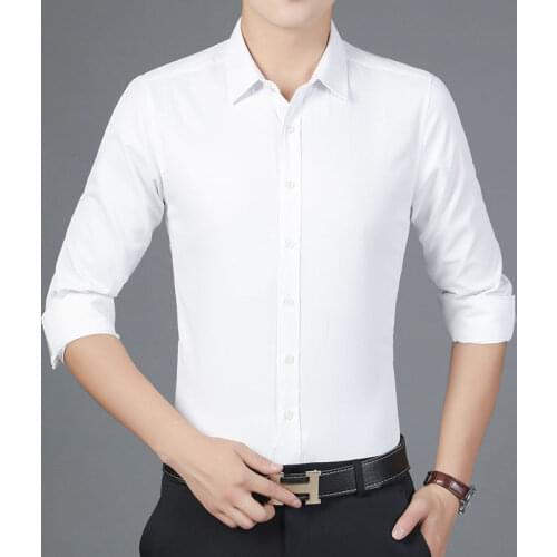 2021 Spring Solid Mens Shirts casual Long Sleeve Social Dress Shirt For Male New Plus Size 5XL