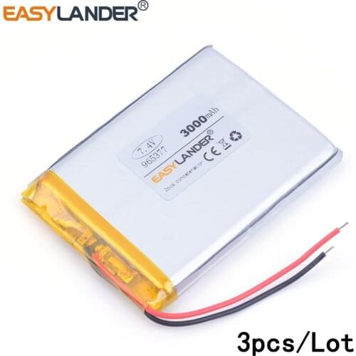 3pcs /Lot 3000mAH 965377 3.7v lithium Li ion polymer rechargeable battery for tablet pc cell phone POWER BANK E-book tablet pc