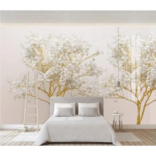 3d wallpaper custom photo New one tree relief golden fortune tree living room background home decor wallpaper for walls 3 d