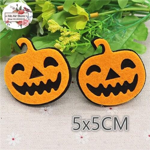 5x5CM 10pcs Non-woven patches Halloween smile pumpkin two-double Felt Appliques for clothes Sewing Supplies diy craft ornament