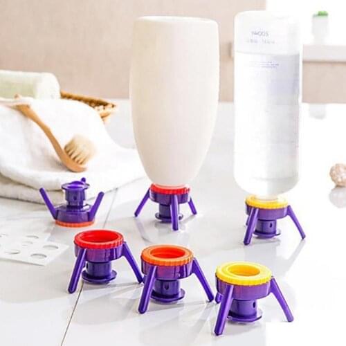 6Pcs Toss It Bottle Cap Stand Kit Plastic Bottle Holder Useful Sets Flip-it Caps Inverted Cover Shampoo Bracket Leakproof V3O9