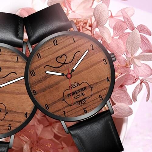 2021 New Classic Luxury Couple Wrist watch Simple Faux Leather Strap Quartz Watch Valentines Day Present for Date