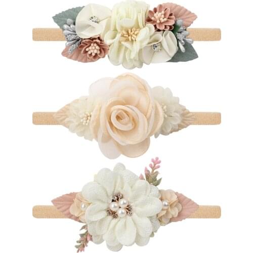 Floral Baby Girl Headbands Newborn Baby Elastic Princess Hairbands Kids Pearl Flower Fresh Style Cute Hair Accessories diademas