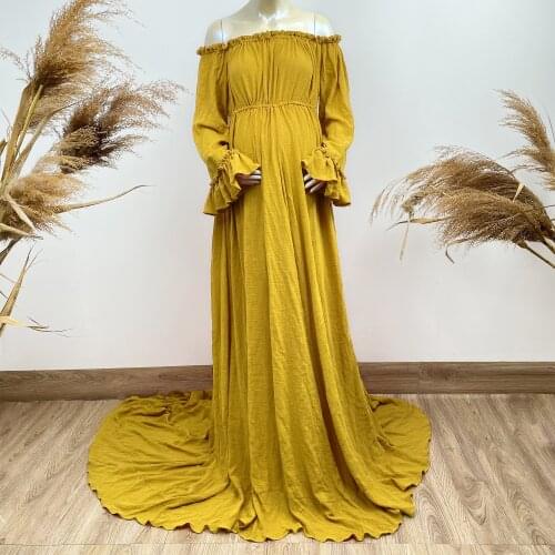 DON&JUDY Off Shoulder Long Dress for Photoshoot Party Wedding Evening Anniversary Prom Maternity Clothes Dresses Photography