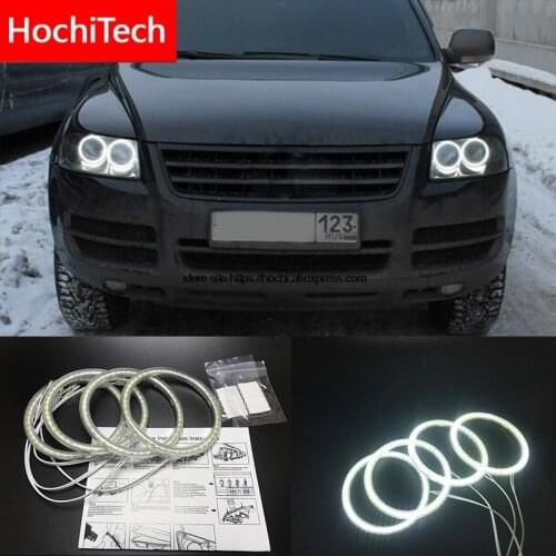 HochiTech for Volkswagen VW Touareg 2003-2006 Ultra bright SMD white LED angel eyes 12V halo ring kit daytime running light DRL