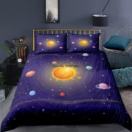 3D Galaxy Printed Outer Space Bedding Set 2/3 Pcs Duvet Cover Set Pillowcase Adults Home Textiles Queen King Size Quilt Cover