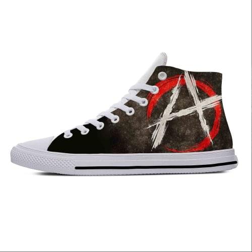 Anarchy Symbol Anarchist Fashion Popular Funny Casual Cloth Shoes High Top Lightweight Breathable 3D Printed Men women Sneakers