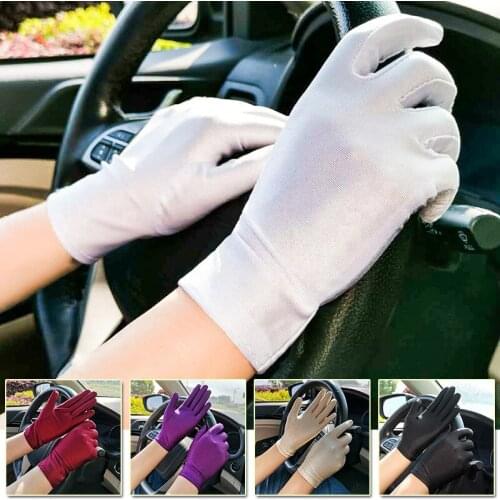 Summer Spandex Gloves For Women Sunscreen Thin Stretch Pure Color Gloves Tight Ladies Drive Gloves and Mittens Female Gloves