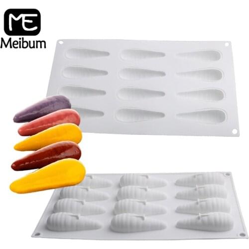 Meibum Non-Stick Silicone Cake Molds 12 Cavity Carrot Mousse Moulds Party Pastry Baking Bakeware Dessert Decorating Tools