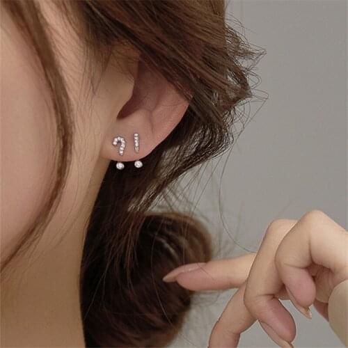 925 Sterling Silver Asymmetry Geometric Stud Earrings For Women Girls Engagement Party Jewelry Prevent Allergy eh1144