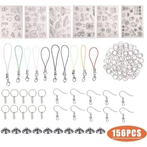 156pcs/set Heat Shrink Plastic Sheet Kit Shrinky Paper Hole Punch Keychains Keyring for Zipper Pulls Bookmarks Making