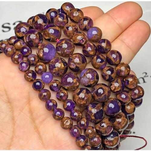 Natural Stone Gem Purple Cloisonne Beads Loose Spacer Rondelle Beads For Jewelry Making 4/6/8/10MM Diy Necklace Bracelet 15"Inch
