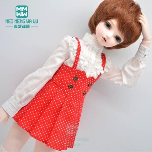 Clothes for doll fits 1/4 43cm BJD doll clothes fashion Shirts, suspenders, long-leg socks, leather shoes