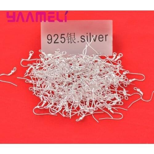 400PCS Wholesale 18mm 925 Sterling Silver Earring French Hooks Beaded Ball Jewelry Accessory Findings Ear Wire Component
