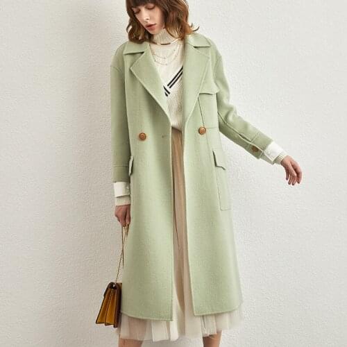 Autumn and winter 2021 new Hepburn double-sided tweed coat womens medium and long high-end popular tweed coat zero cashmere