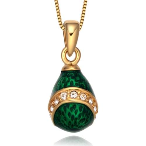 YAFFIL Necklace Enamel Womens Jewelry Accessories Gold Plating Vintage Egg Pendant Crystal Rhinestone Necklace Gifs For Women
