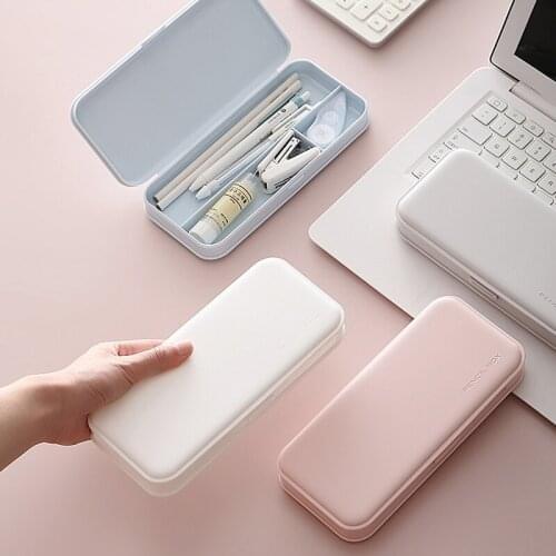 Stationery Box Pencil Case Capacity Frosted Pen Box Simple Pencil Case School Pencil Cases Storage for Kids Students Cute Large