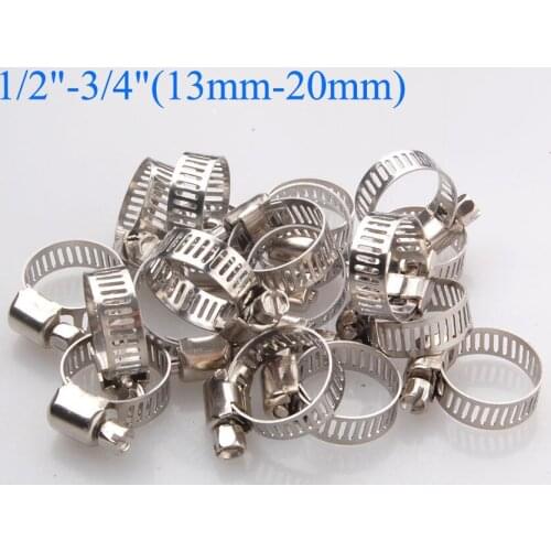 50pcs 1/2"-3/4" Adjustable Stainless Steel Drive Hose Clamps Fuel Line Worm Clip Car Styling