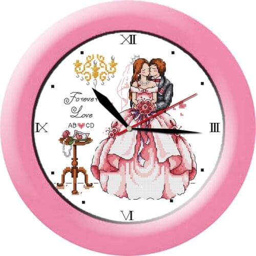 Happy accompanying cross stitch kit 14ct 11ct count print canvas wall clock stitching embroidery DIY handmade needlework