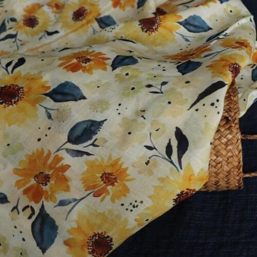 SCK High Quality Natural 100% Pure Ramie Cloth Printed Fabric For Sewing Dresses Robe Summer Thin DIY Handmade Designer Fabrics