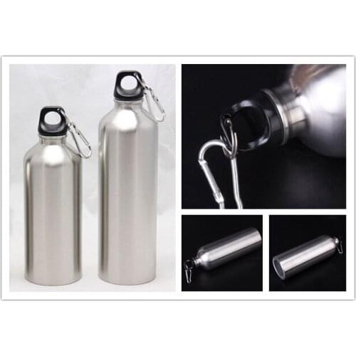 Silver 750ML/500ML Water Bottles Stainless Steel Double Vacuum Insulated Bottle Sport Drinking Water Bottles with Lid Rope