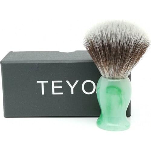 TEYO Synthetic Shaving Brush of Emerald Green Pattern Resin Handle Perfect for Man Wet Shave Soap Razor Beard Brush