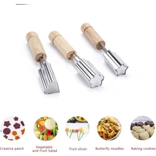 Star Heart Shape Vegetables Cutter Wood Handle Portable Cook Tools Stainless Steel Fruit Cutting Die Kitchen Gadgets