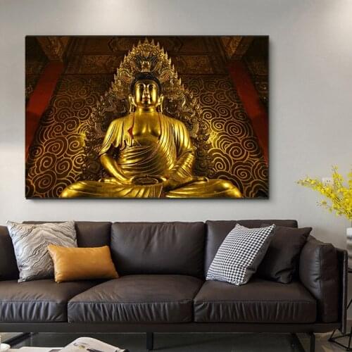 Meditation Buddha Statue Canvas Painting Modern Buddhist Decorative Canvas Poster Home Decoration Wall Art Pictures