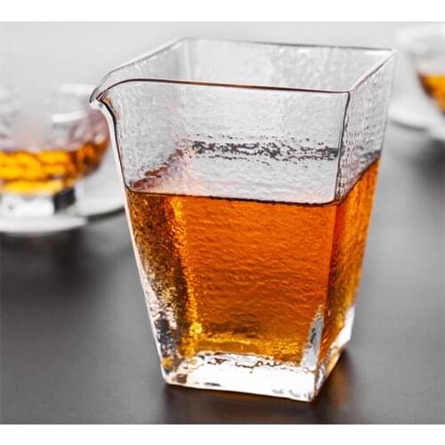 Heat Resistant Glass Tea Infuser Simple Square Chahai Creative Thickened Fair Cup Transparent Office Teacup Pitcher Teaware