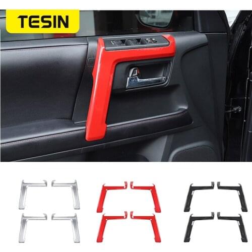 TESIN Car Interior Door Handle Decoration Cover Stickers for Toyota 4Runner 2010+ Car Interior Accessories
